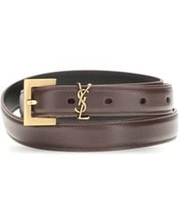 Saint Laurent - Cassandre Slim Belt Calf Leather Bos Taurus E Braces - Lyst