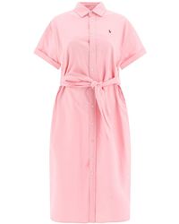 Polo Ralph Lauren - Polo Pony-Embroidered Belted Shirt Dress - Lyst