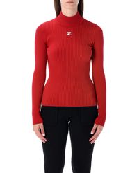 Courreges - Courregès Rib Knit Mock Neck Sweater - Lyst