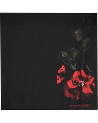 Alexander McQueen - Silk Scarf With Rose Print - Lyst
