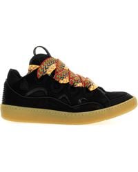 Lanvin - Men Leather Curb Sneakers - Lyst