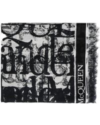 Alexander McQueen - Stole With Selvedge Ribbon Mcqueen Logo Printed - Lyst