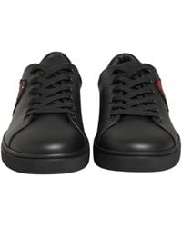 Dolce & Gabbana - Leather Crystal Heart Sneakers Shoes Calf - Lyst