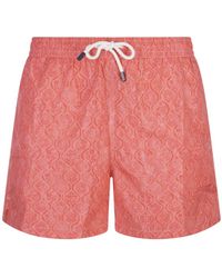 Fedeli - Swim Shorts With Flower And Leaf Pattern - Lyst