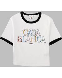 CASABLANCA - T-Shirt Stacked Logo Organic Cotton T-Shirts - Lyst