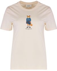 Maison Kitsuné - Cotton Crew-Neck T-Shirt - Lyst
