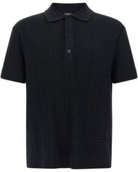 Balmain - 'Monogram' Knit Polo Shirt - Lyst