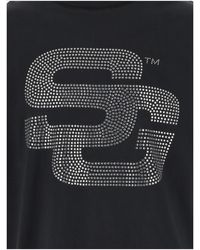 SUMMER GAMES - Cotton T-Shirt With Rhinestone Logo - Lyst
