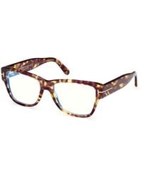 Tom Ford - Eyeglasses Square Full Rim, Havana Frame And Clear--Light Block Lenses Lens Ft5878-B055 Sunglasses - Lyst