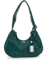 Ganni - 'Medium Bou' Shoulder Bag With Crocodile Leather Effect And Logo Plaque - Lyst