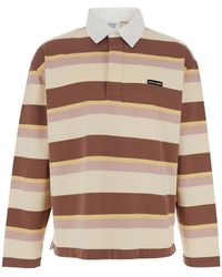 Maison Kitsuné - Oversize Polo Shirt With Logo Patch On The Front And All-Over Striped Motif - Lyst