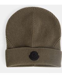 Moncler - Ribbed Wool Beanie With Logo Patch Hat - Lyst