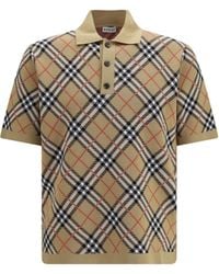 Burberry - Beige Cotton Polo Shirt - Lyst