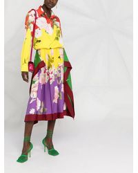 Valentino - Pleated Floral-Print Midi Dress - Lyst