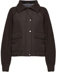 Brunello Cucinelli - Techno Taffeta And Knit Down Jacket With Shiny Zipper Pull - Lyst