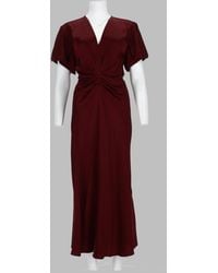 Victoria Beckham - Ruched V-Neck Flutter Sleeve Maxi Dress - Lyst