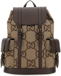 Gucci - Jumbo Gg Fabric And Leather Backpack - Lyst