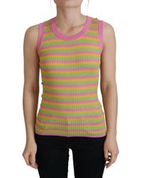 Dolce & Gabbana - Dolce & Gabbana Striped Silk Tank Top - Lyst
