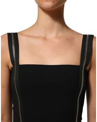 Dolce & Gabbana - Black Sleeveless Front Zipper Midi Dress - Lyst