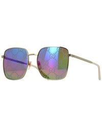 Gucci - Sunglasses Square Full Rim, Frame And With Gg Pattern Mirror Lens Gg0802S004 - Lyst