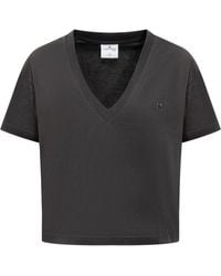 Courreges - Courreges Cropped T-Shirt V-Neck - Lyst