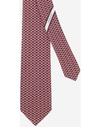 Ferragamo - Silk Tie With Geometric Pattern Ties & Bow - Lyst