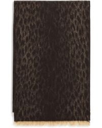Gucci - Leopard-Print Wool Scarf With Monogram Merino Ovis Aries Scarfs - Lyst