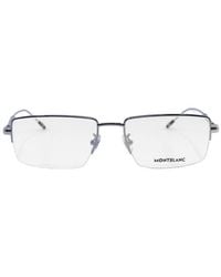 Montblanc - Eyeglasses Rectangle Semi Rim, Frame And Clear Demo Lens Mb0113O001 - Lyst