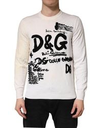 Dolce & Gabbana - Virgin Wool Graphic Logo Crewneck Sweater And Clothing - Lyst