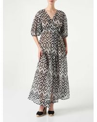 Mc2 Saint Barth - Cotton And Silk Long Dress Bliss With Ikat Print - Lyst