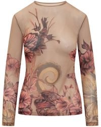 Alberta Ferretti - T-Shirt With Floral Print - Lyst