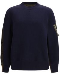 Sacai - Blue Cotton Sweatshirt - Lyst