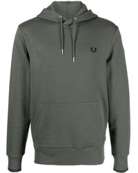 Fred Perry - Logo-embroidered Cotton Hoodie - Lyst