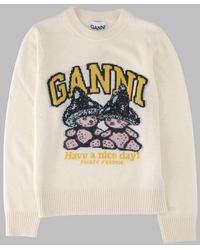 Ganni - Teddy Mushroom Wool Jumper Sweater - Lyst