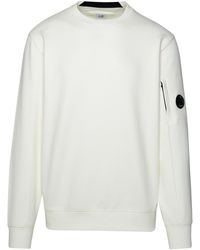 C.P. Company - Diagonal Raised Fleece Ivory Cotton Sweatshirt - Lyst