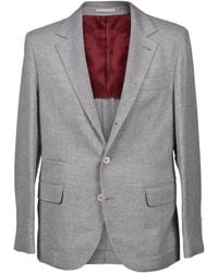Brunello Cucinelli - Cashmere Blend Herringbone Blazer, Brand Size 54 (Us - Lyst