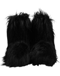 Dolce & Gabbana - Faux Fur Mid Calf Boots Shoes - Lyst