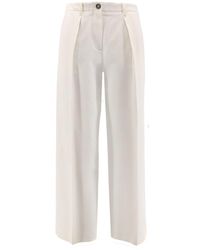 Brunello Cucinelli - Cropped Cotton Trousers - Lyst