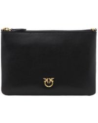 Pinko - Logo Plaque Chain-link Clutch Bag - Lyst