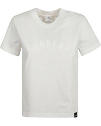 Courreges - Logo Print Round Neck T-Shirt - Lyst