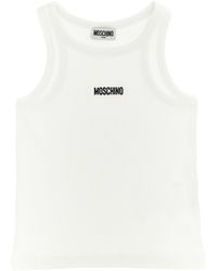 Moschino - Logo-Embroidered Ribbed Cotton Tank Top - Lyst