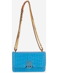 Burberry - Mini Tb Embossed Leather Bag With Chain Strap - Lyst