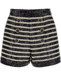 Balmain - And Striped Shorts With Jewel Buttons - Lyst