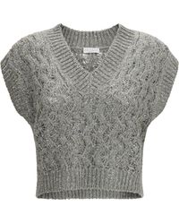 Brunello Cucinelli - Silk Blend Sequined Vest Knitwear - Lyst