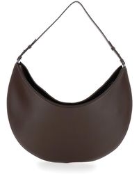 Jacquemus - 'le Calisso Rond Large' Brown Shoulder Bag With Adjustable Strap And Embossed Logo In Leather Woman - Lyst