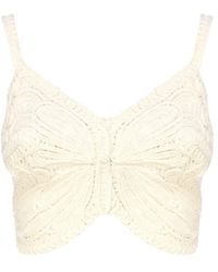 Blumarine - Cropped Top With Butterfly Embroidery - Lyst