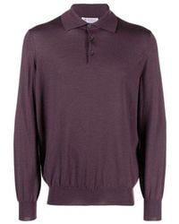 Brunello Cucinelli - Dark Wool Polo Shirt - Lyst