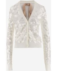 N°21 - Sequined Cotton Cardigan - Lyst