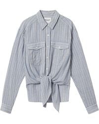 Isabel Marant - 'Nath' Shirt With Front Bow And All-Over Striped Motif - Lyst