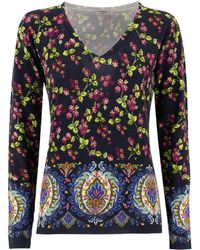 Etro - Floral Patterned V-Neck Knitted Top - Lyst